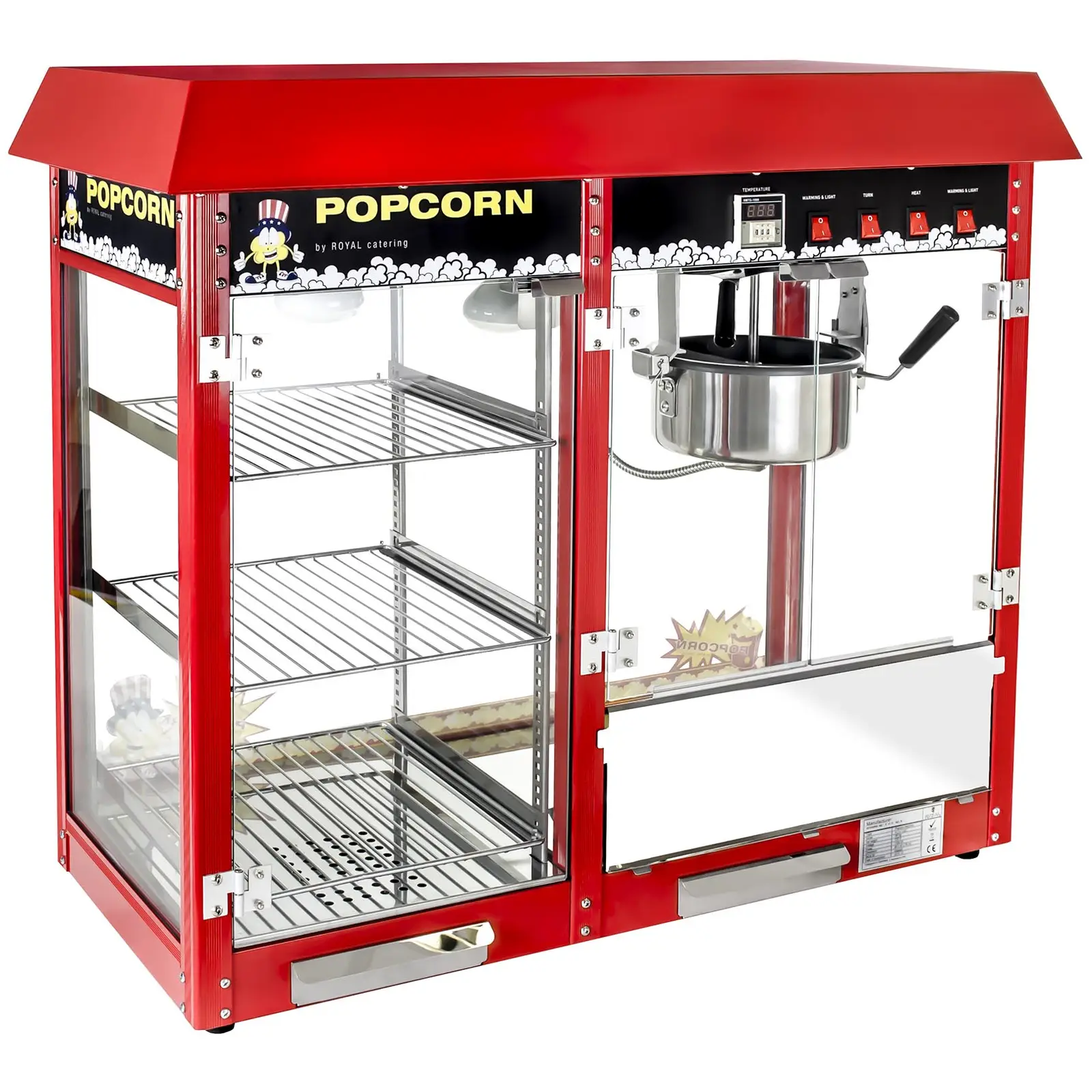 Pop-corn készítő gép - fűtött tároló - piros