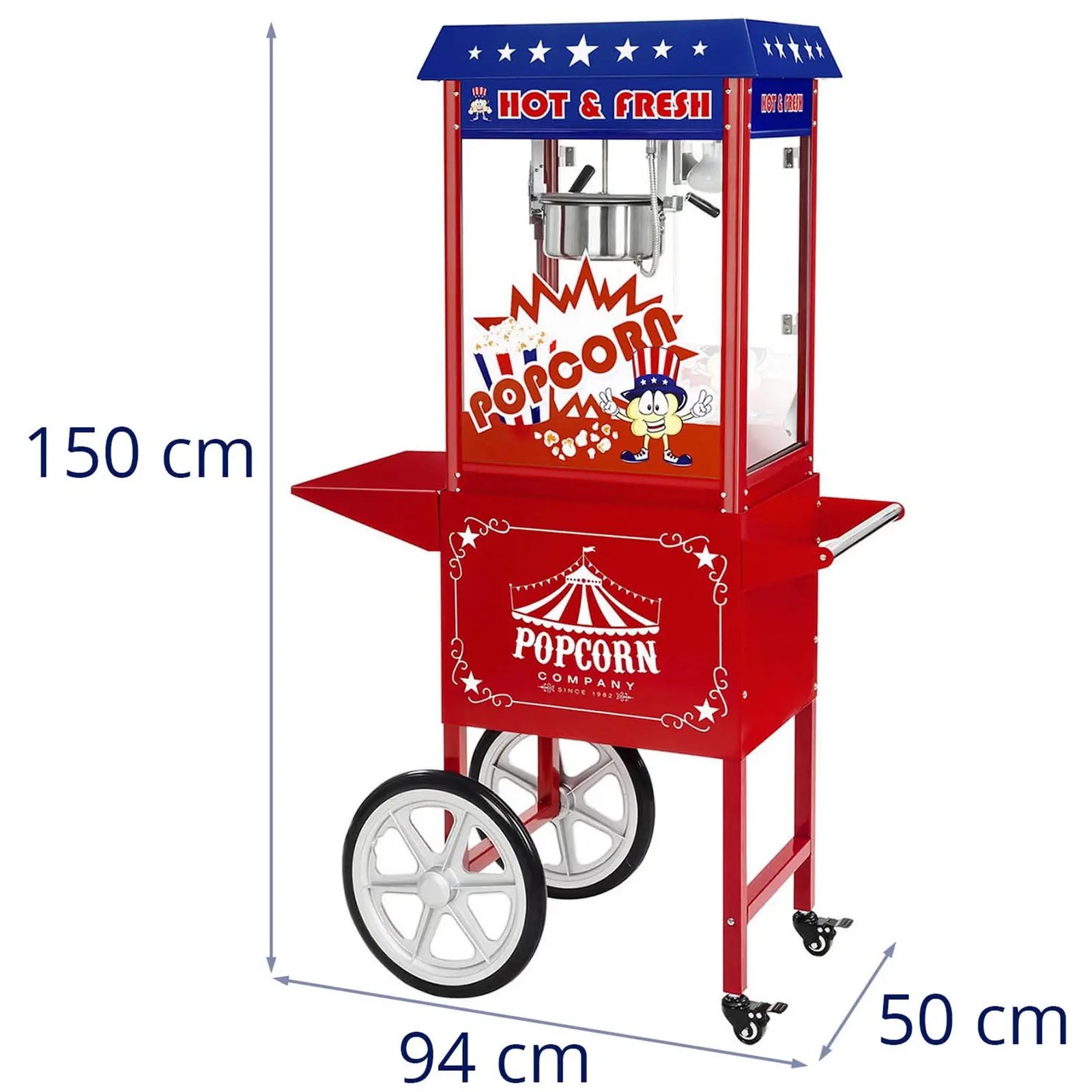 Popcorn gép kocsival - USA design - piros