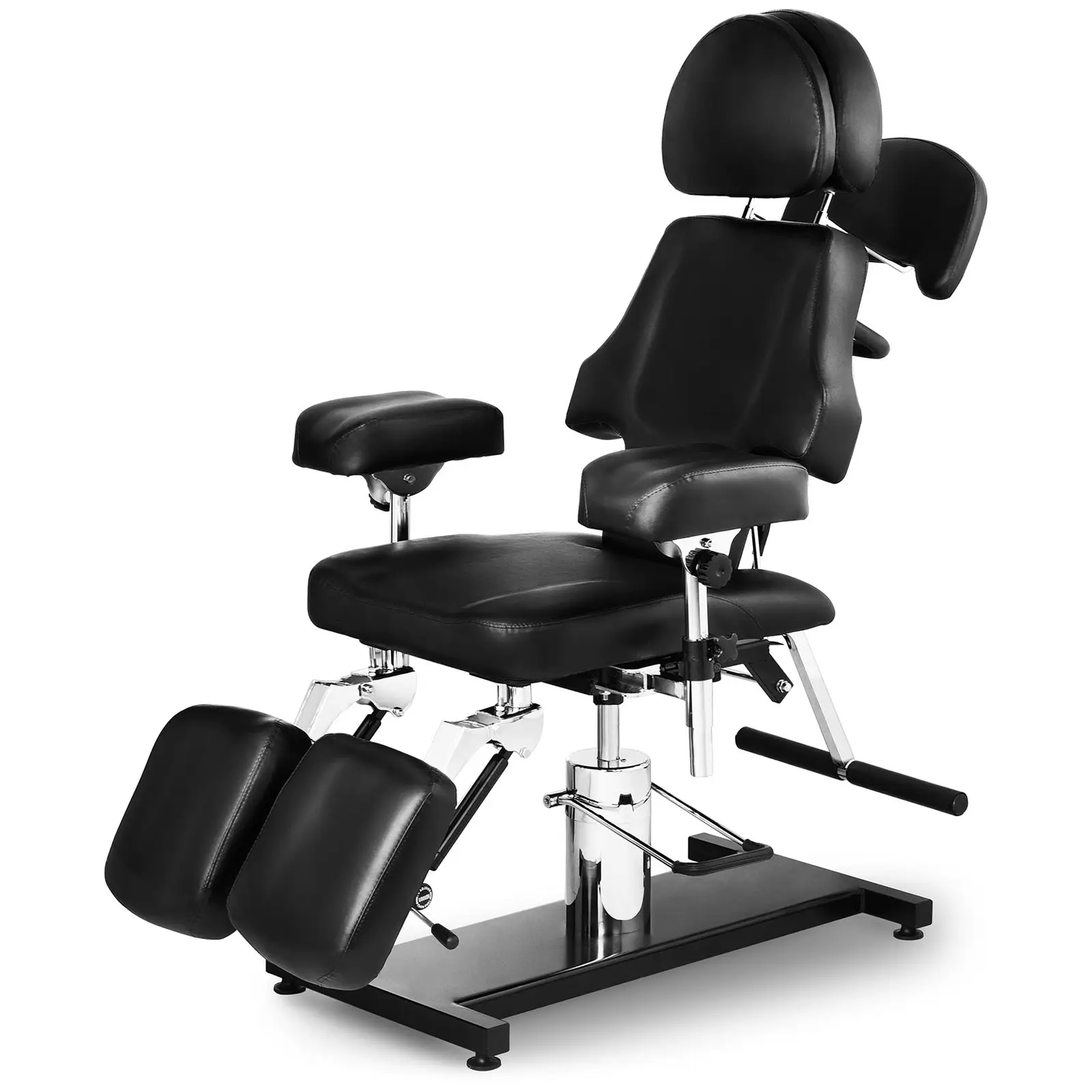 Tetováló szék - 202 x 127 x 166.5 cm - 200 kg - Fekete
