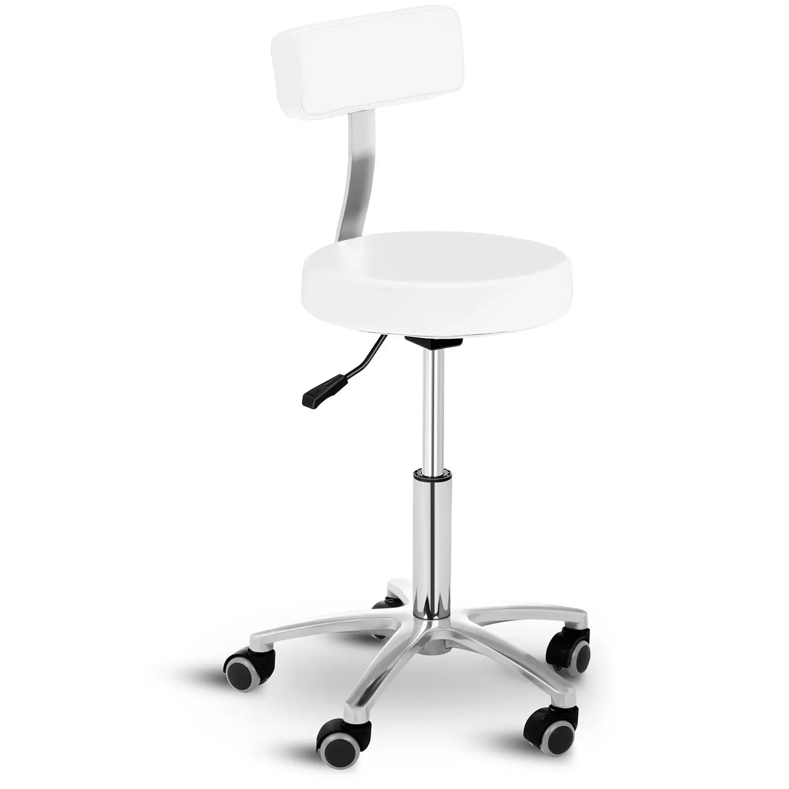 Gurulós szék háttámlával - 445–580 mm - 150 kg - Fehér