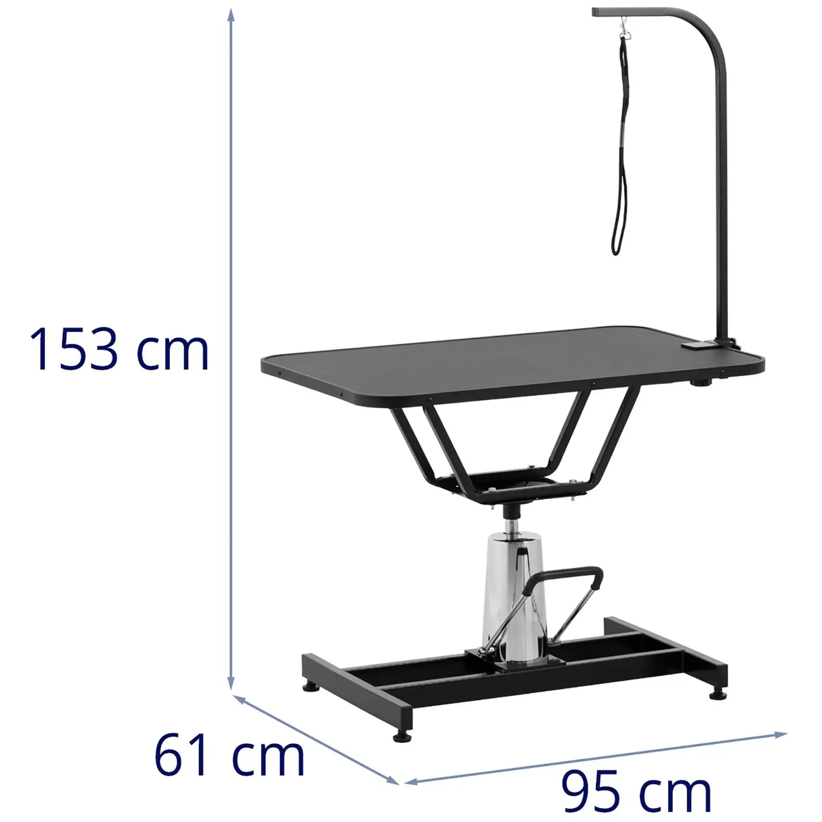 Kutyakozmetikai asztal - 905 x 605 mm - 70–84 cm között állítható magasság 60 kg - 1 hurok