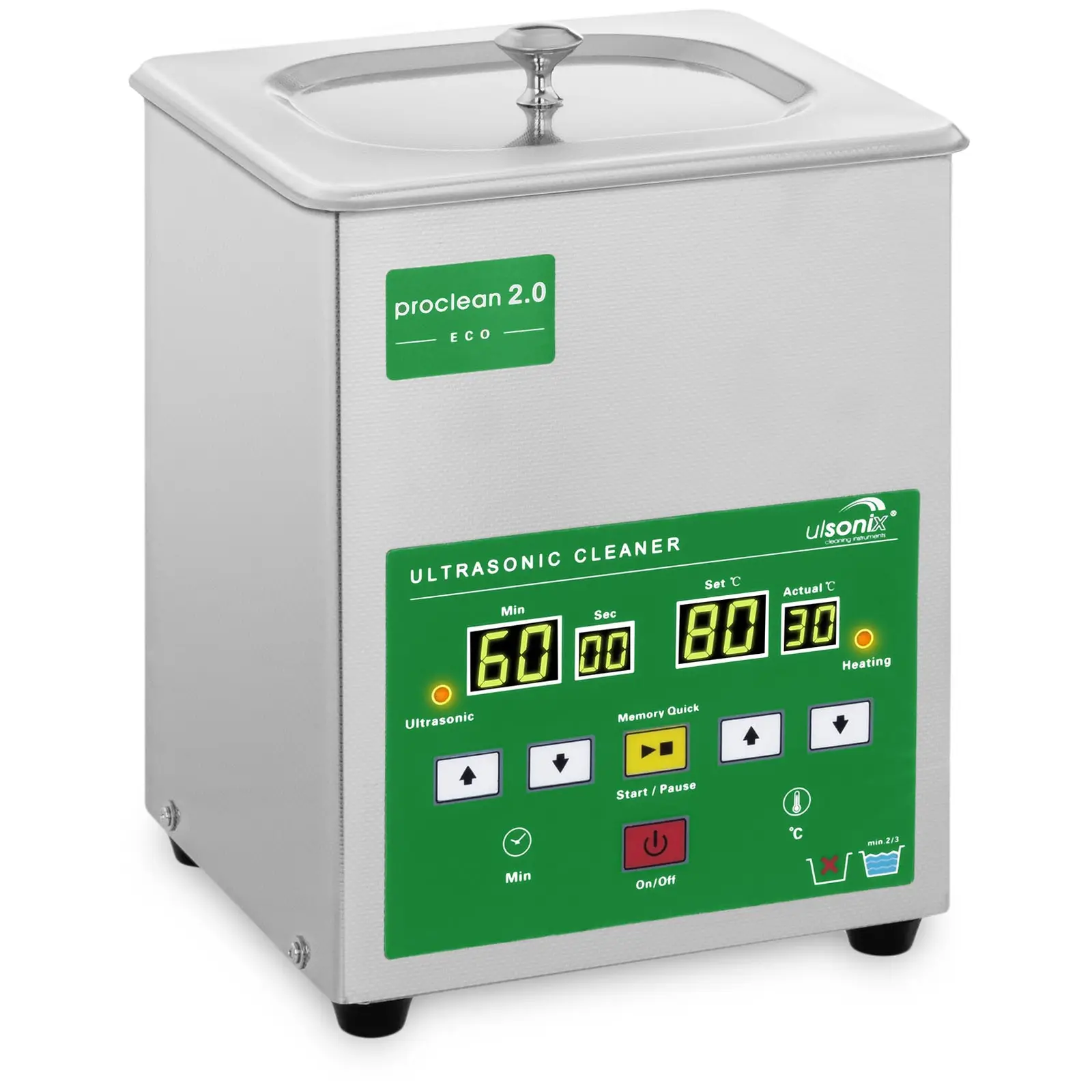 Ultrahangos tisztító - 2 liter - 60 W - Gyors memória Eco