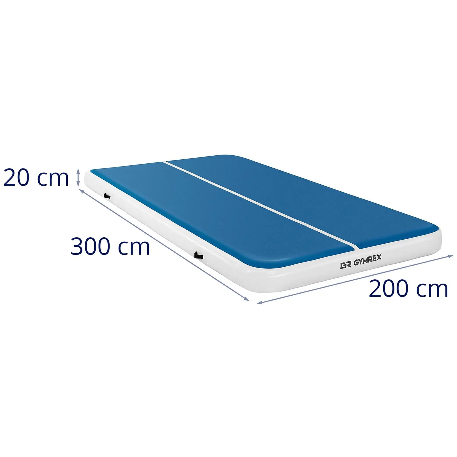 Felfújható tornaszőnyeg - 300 x 200 x 20 cm - 300 kg - kék/fehér