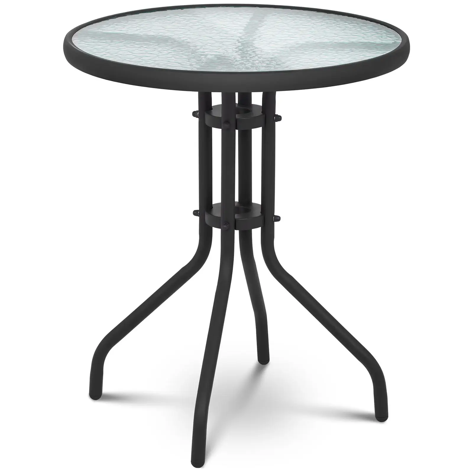 Kerti asztal kerek - Ø 60 cm - üveglap - fekete