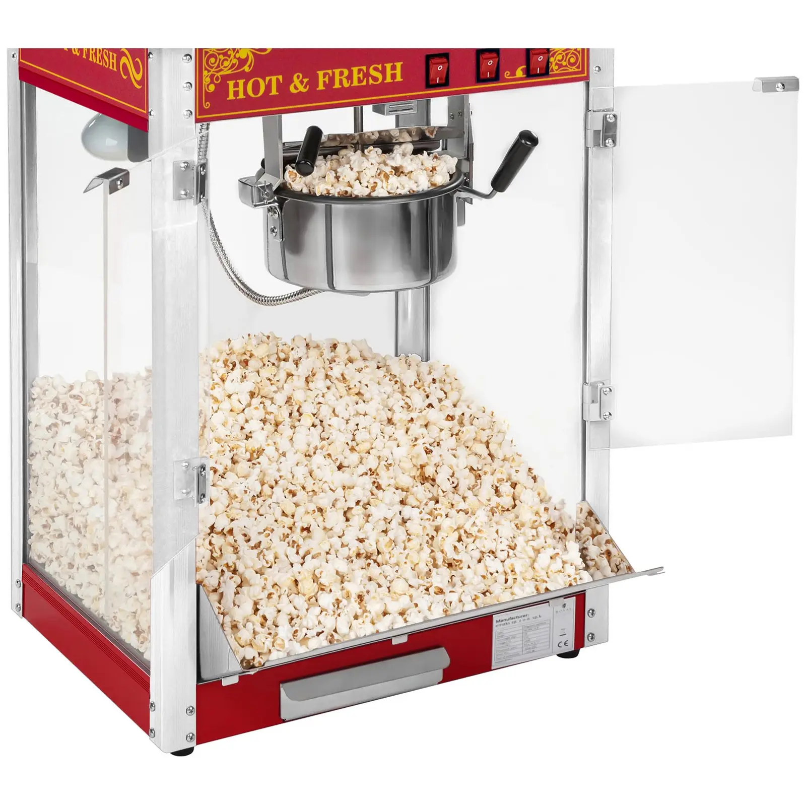 Popcorn készítő gép kocsival és LED világítással - Retro-Design - piros